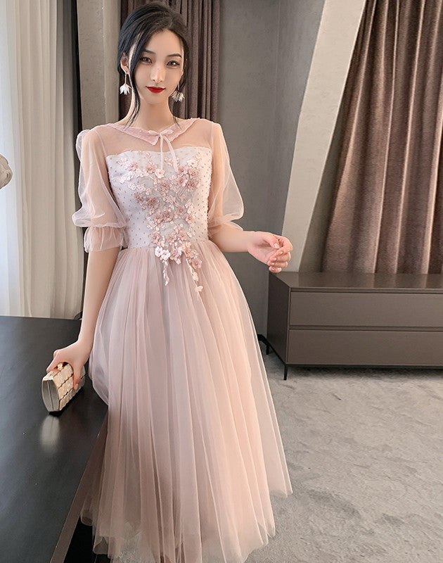 Pink Bridesmaid Dress New Summer Fairy Temperament Korean Wedding Sisters Dress Image