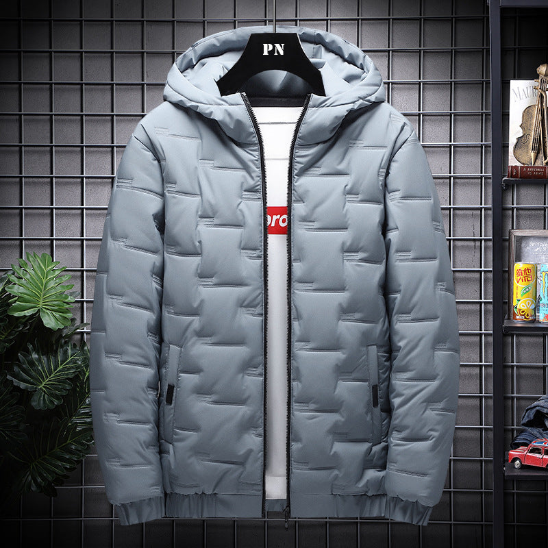 Men's Jacket Short Warm Hooded Cotton Jacket Men Image