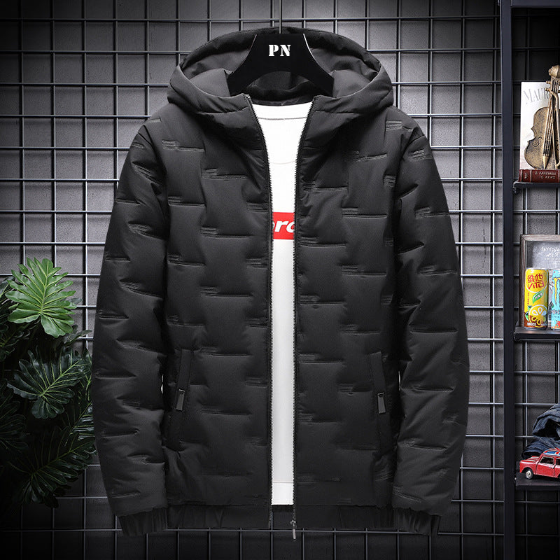 Men's Jacket Short Warm Hooded Cotton Jacket Men Image