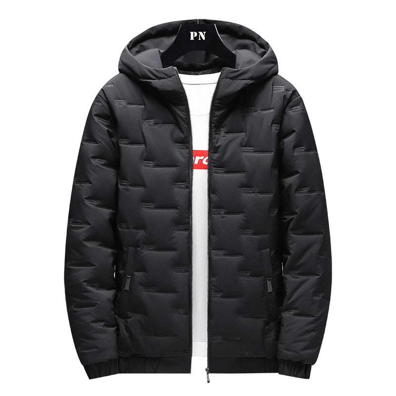 Men's Jacket Short Warm Hooded Cotton Jacket Men Image