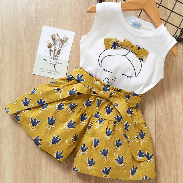 Kids Girls Clothes For Baby Girl Kids T-Shirt Shorts Suit Image