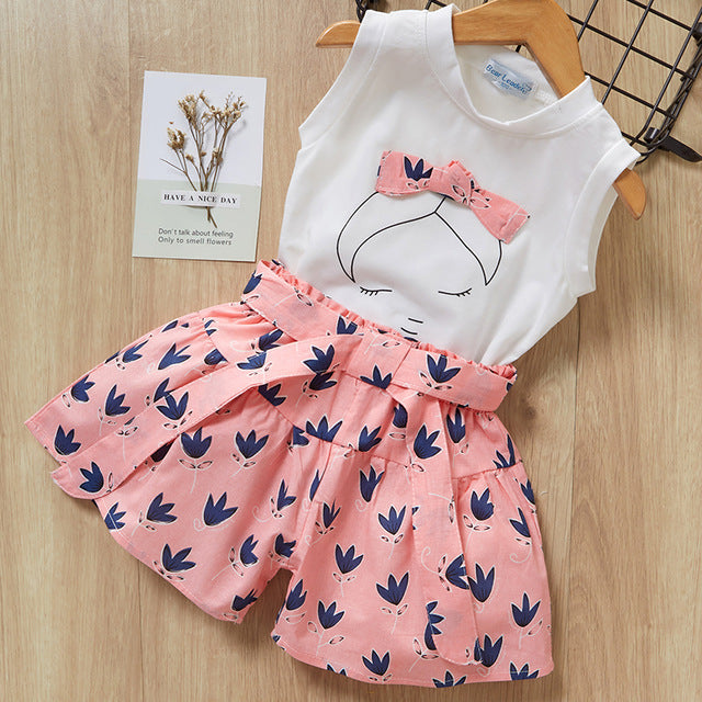 Kids Girls Clothes For Baby Girl Kids T-Shirt Shorts Suit Image