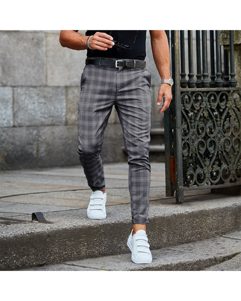 Plaid Print Pants Men's Casual Trousers Loose And Thin Image