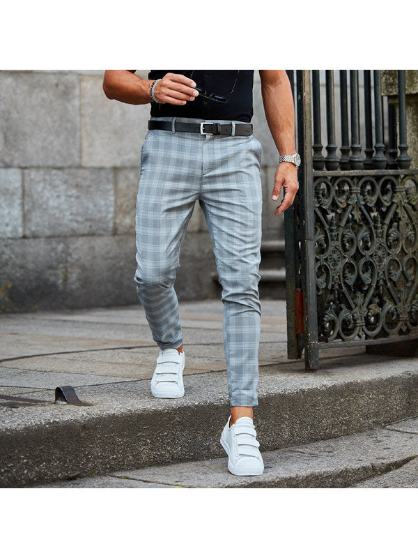 Plaid Print Pants Men's Casual Trousers Loose And Thin Image