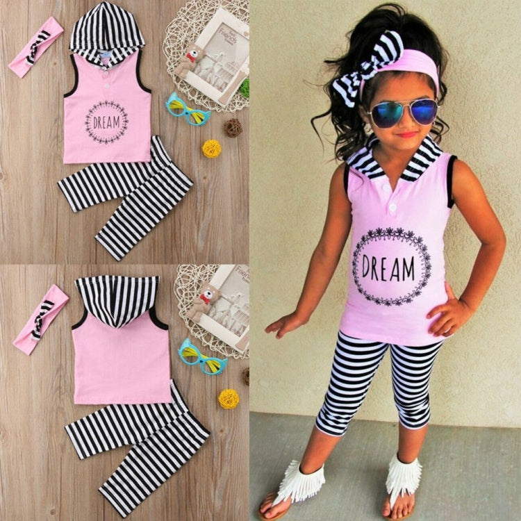 Toddler Kids Baby Girl 1T-6T Hoodie Top Pants Striped Leggings Headband Outfit Clothes Image