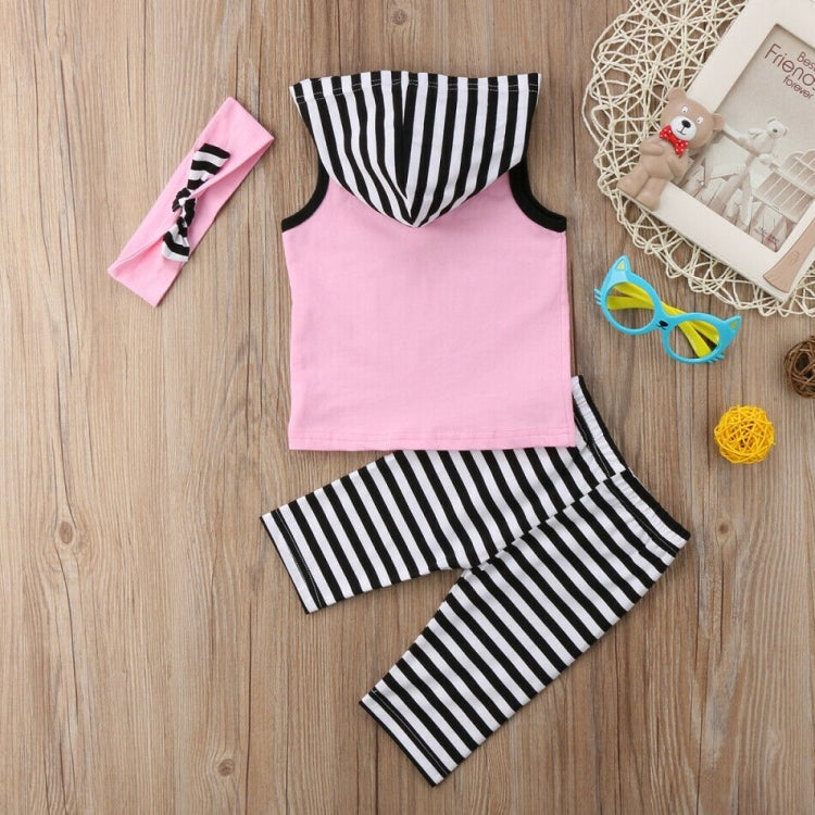 Toddler Kids Baby Girl 1T-6T Hoodie Top Pants Striped Leggings Headband Outfit Clothes Image