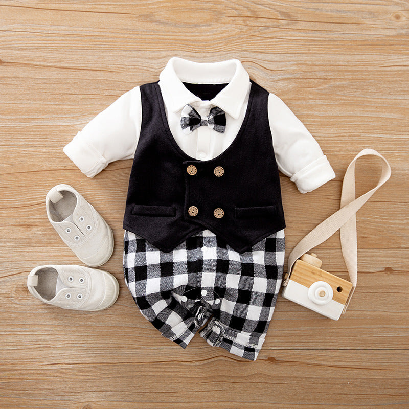 Baby Jumpsuit Spring And Autumn Models Foreign Trade Gentleman Baby Clothes Long-Sleeved Baby Clothes Baby Clothes Image