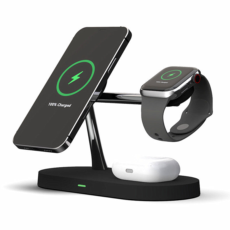 Multifunctional Five-In-One Magnetic Wireless Charging Watch Headset Desktop Mobile Phone Holder Charger 15W Fast Charge Image