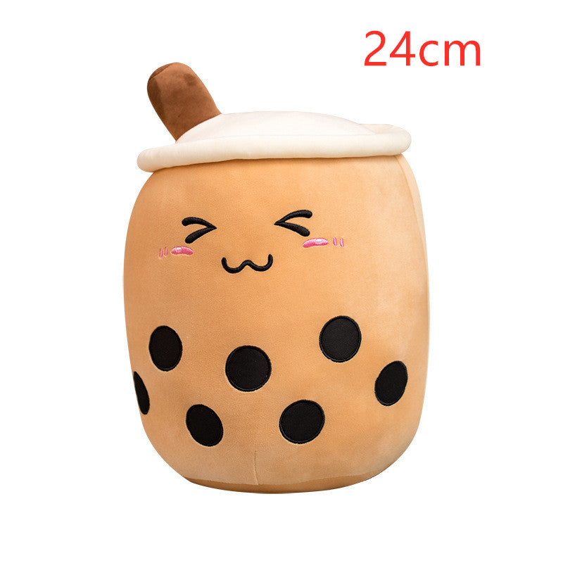 Cute Fruit Drink Plush Stuffed Soft Strawberry Milk Tea Plush Boba Tea Cup Toy Bubble Tea Pillow Cushion Kids Gift Image