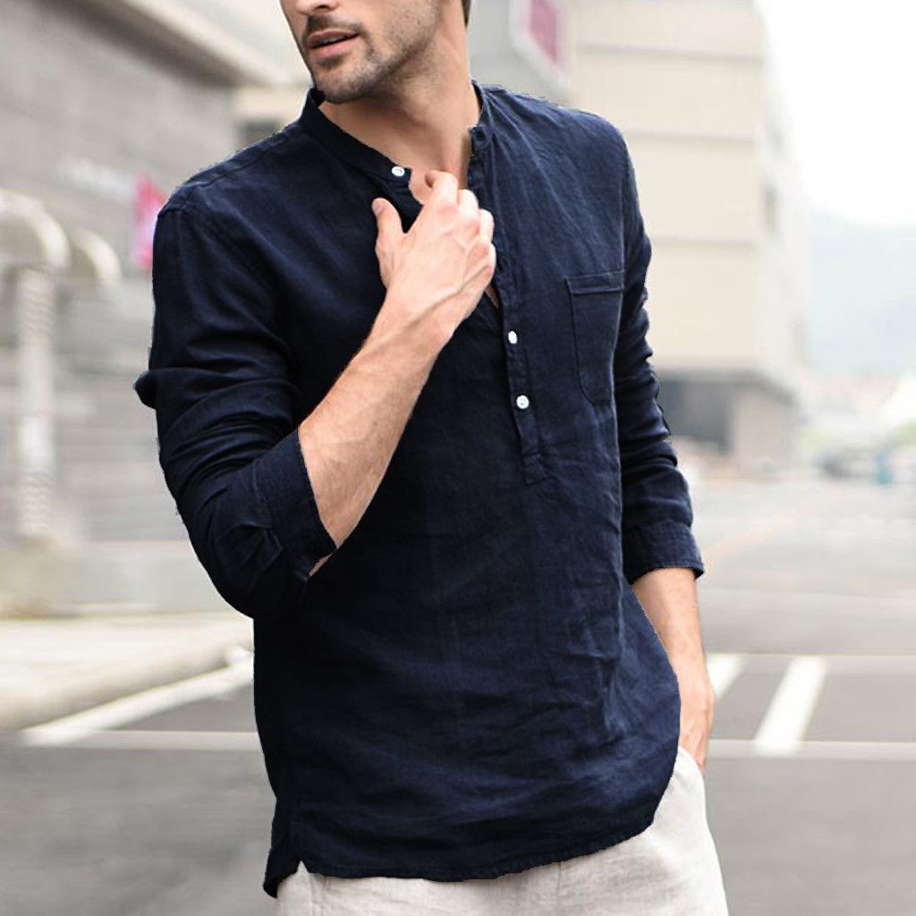 Plaid Collar Tops Turn Down Men Shirts Clothing Image