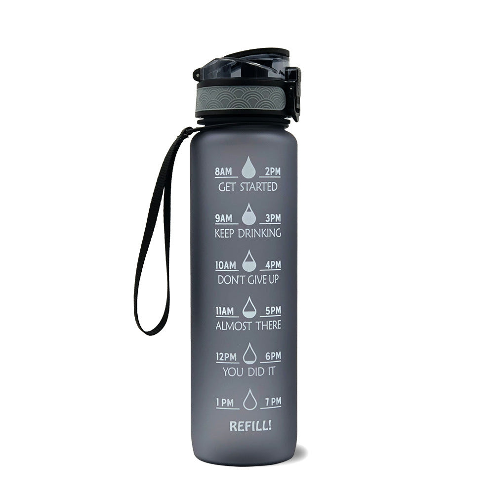 1L Tritan Water Bottle With Time Marker Bounce Cover Motivational Water Bottle Cycling Leakproof Cup For Sports Fitness Bottles Image