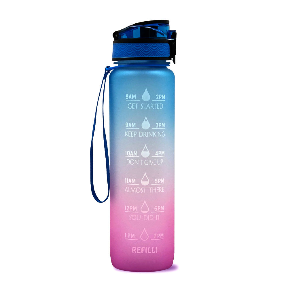 1L Tritan Water Bottle With Time Marker Bounce Cover Motivational Water Bottle Cycling Leakproof Cup For Sports Fitness Bottles Image