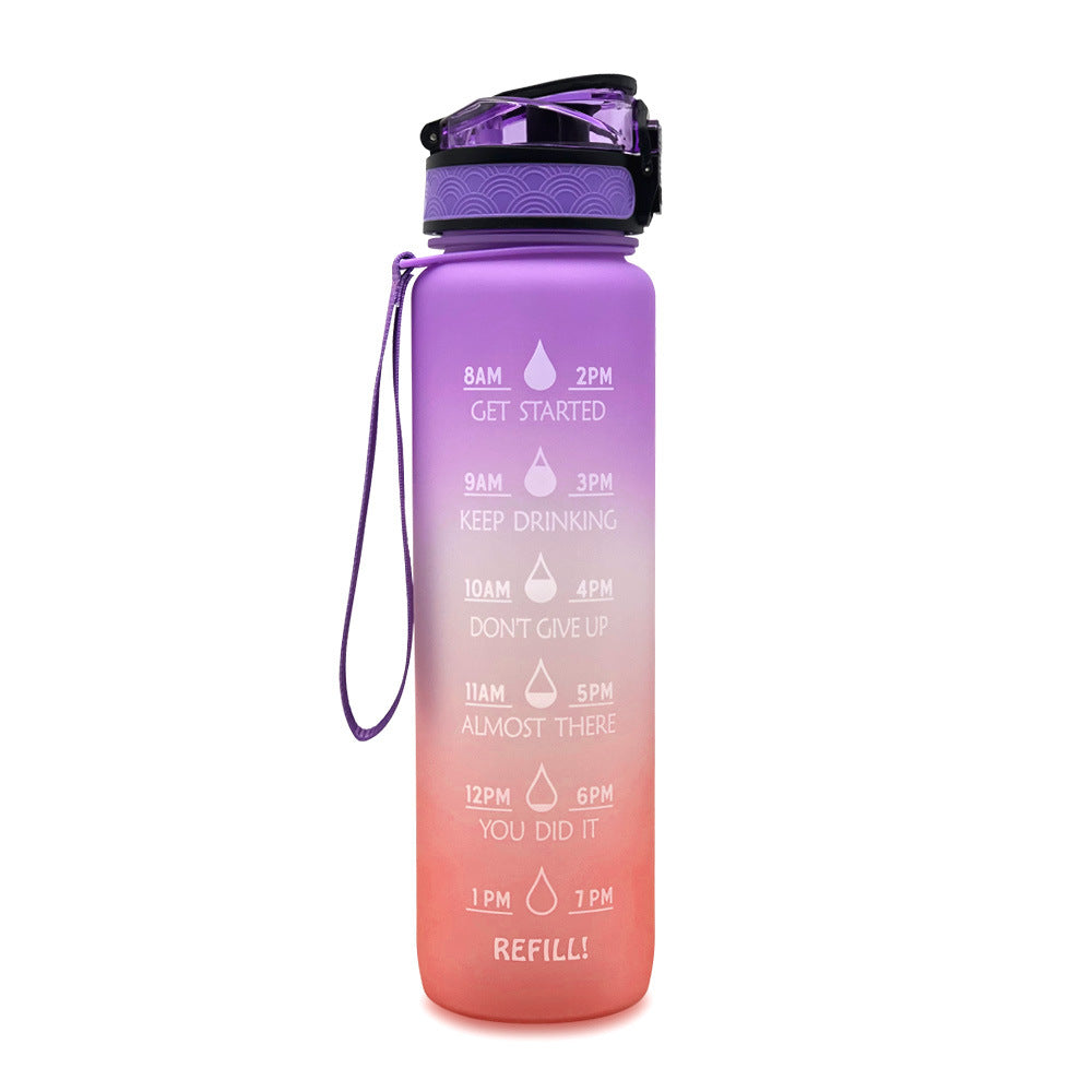 1L Tritan Water Bottle With Time Marker Bounce Cover Motivational Water Bottle Cycling Leakproof Cup For Sports Fitness Bottles Image