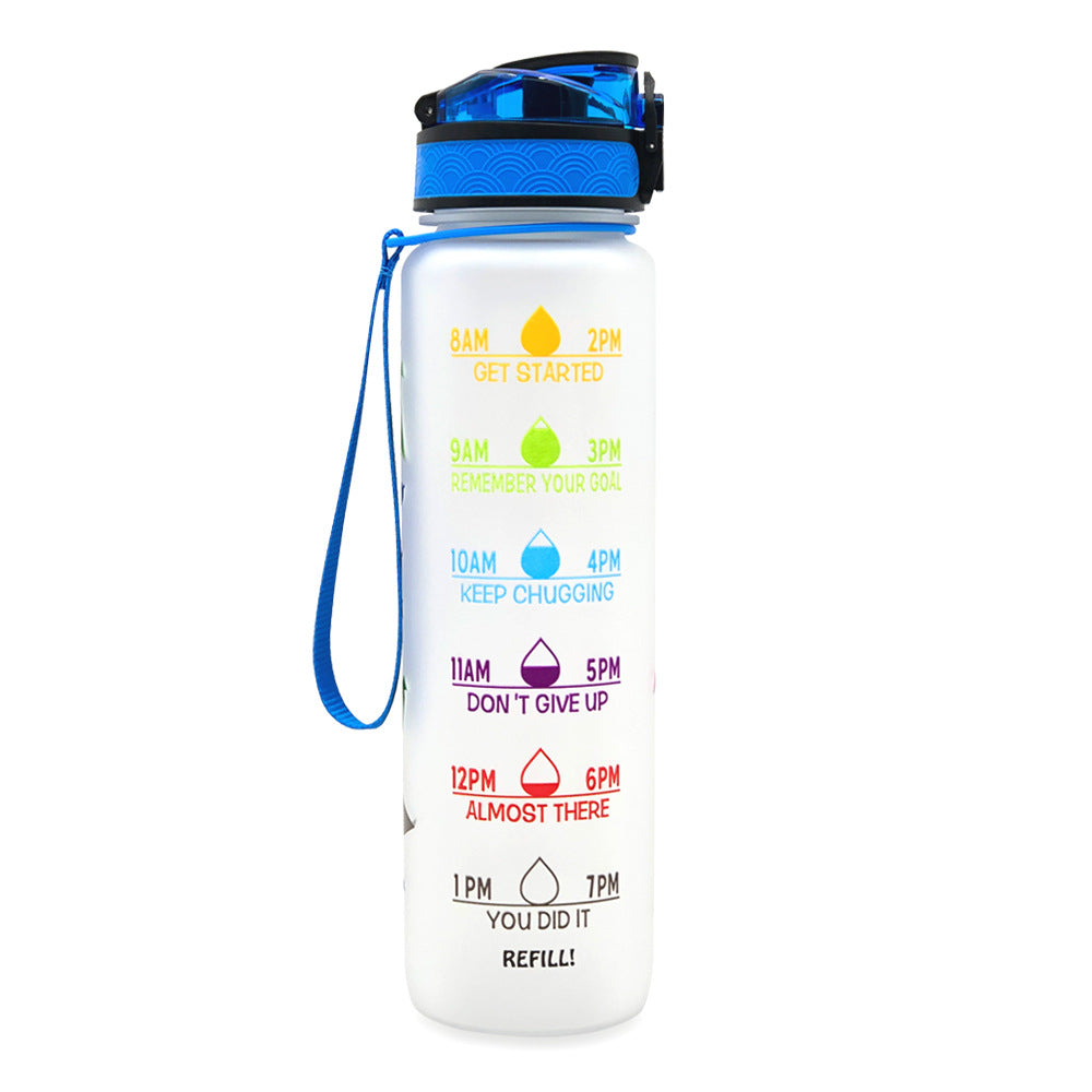 1L Tritan Water Bottle With Time Marker Bounce Cover Motivational Water Bottle Cycling Leakproof Cup For Sports Fitness Bottles Image