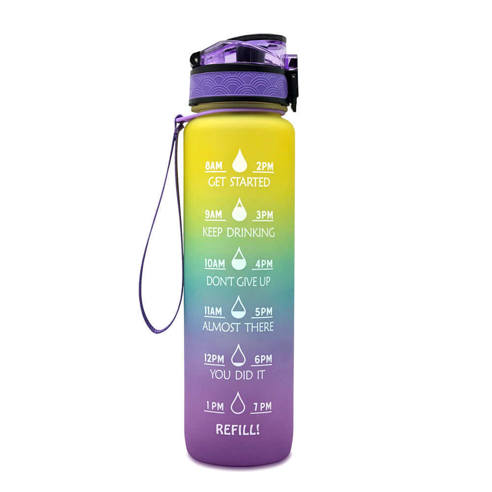 1L Tritan Water Bottle With Time Marker Bounce Cover Motivational Water Bottle Cycling Leakproof Cup For Sports Fitness Bottles Image