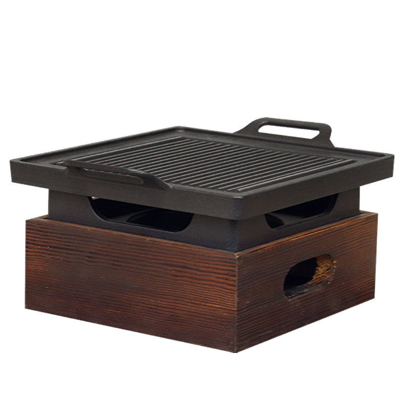 Wooden Seat Korean Style Grill Pan Grill Household Smokeless Image