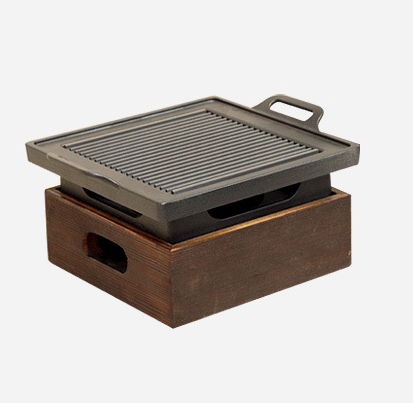 Wooden Seat Korean Style Grill Pan Grill Household Smokeless Image