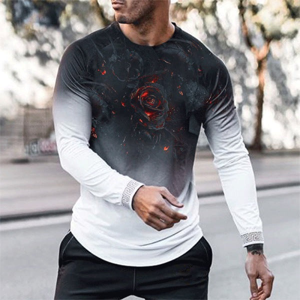 Elastic Mens T-Shirt V-Neck Long Sleeve Men T Shirt Image