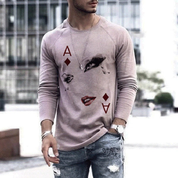 Elastic Mens T-Shirt V-Neck Long Sleeve Men T Shirt Image