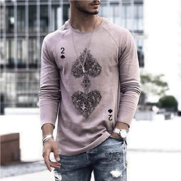 Elastic Mens T-Shirt V-Neck Long Sleeve Men T Shirt Image