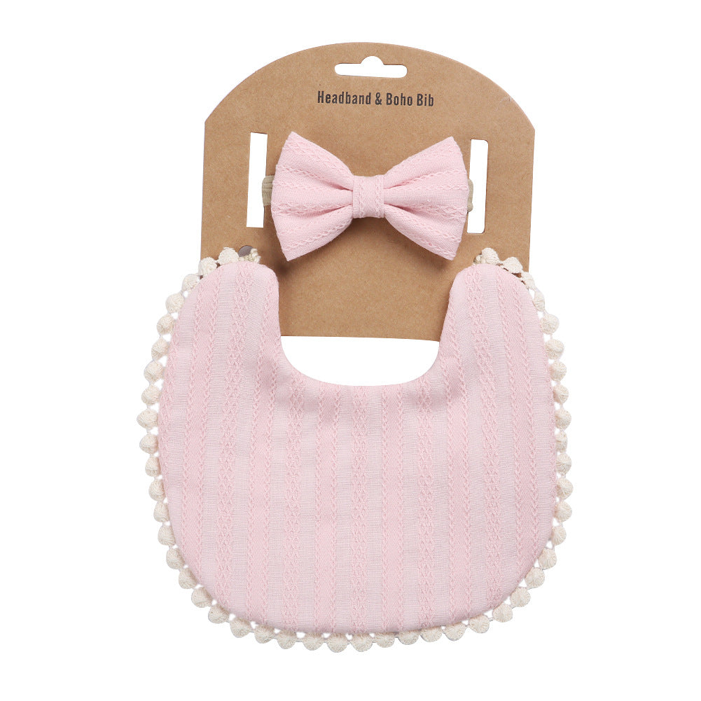 Linen Cotton Solid Color Printing Children Double-Sided Bib Bib Baby Saliva Pocket Image