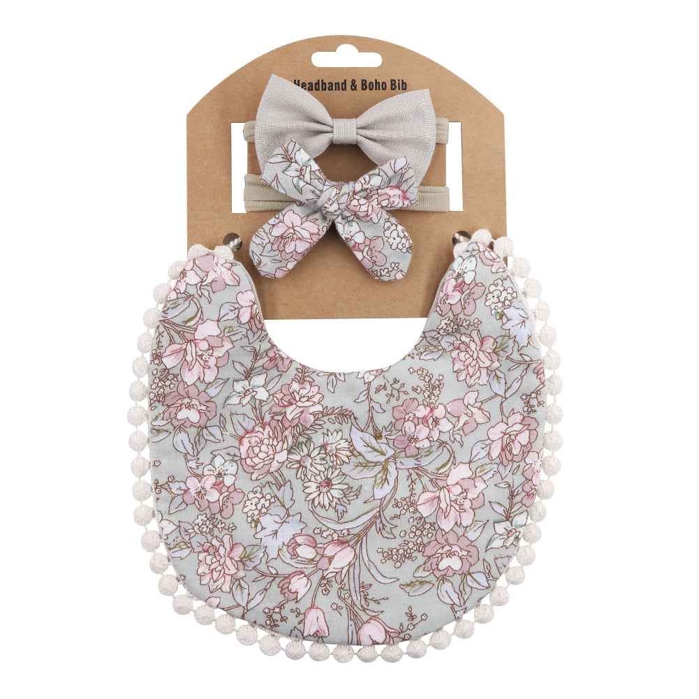 Linen Cotton Solid Color Printing Children Double-Sided Bib Bib Baby Saliva Pocket Image