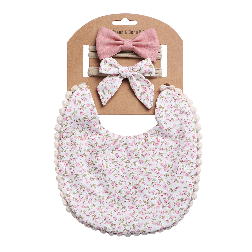 Linen Cotton Solid Color Printing Children Double-Sided Bib Bib Baby Saliva Pocket Image