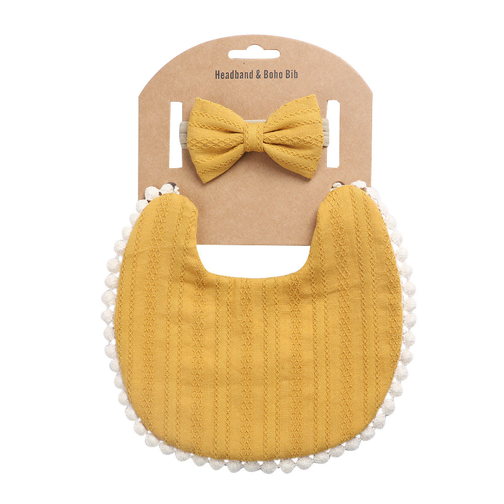 Linen Cotton Solid Color Printing Children Double-Sided Bib Bib Baby Saliva Pocket Image