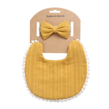 Linen Cotton Solid Color Printing Children Double-Sided Bib Bib Baby Saliva Pocket