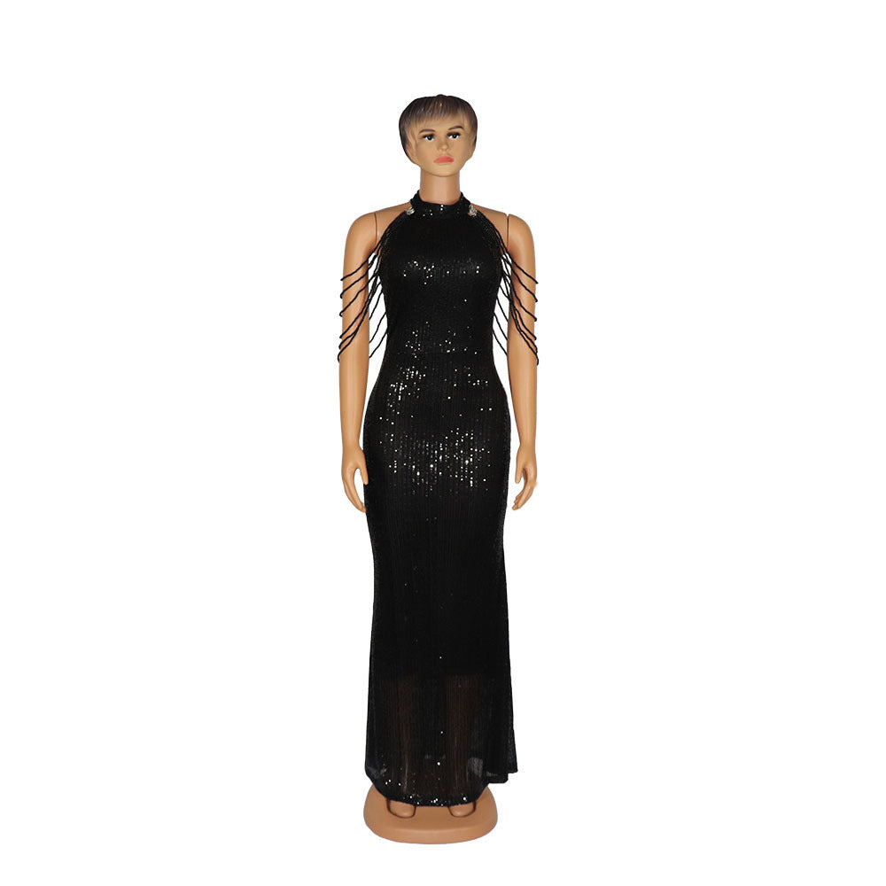 African Ladies' Quality High Stretch Sequin Mermaid Dress Image