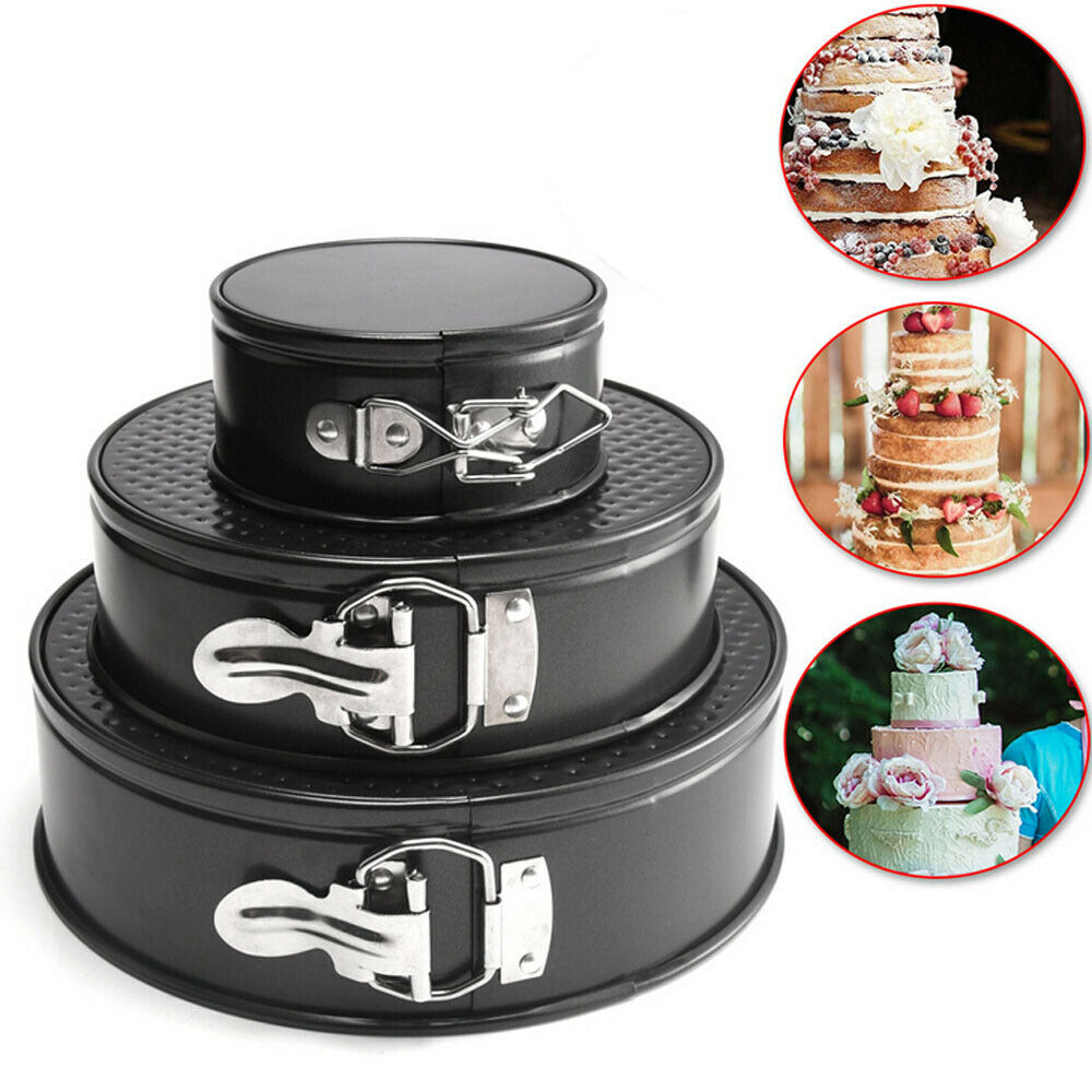 3PCS SET Non Stick Cake Tier Mold Baking Pan Tray Spring Form Round Bakeware Image