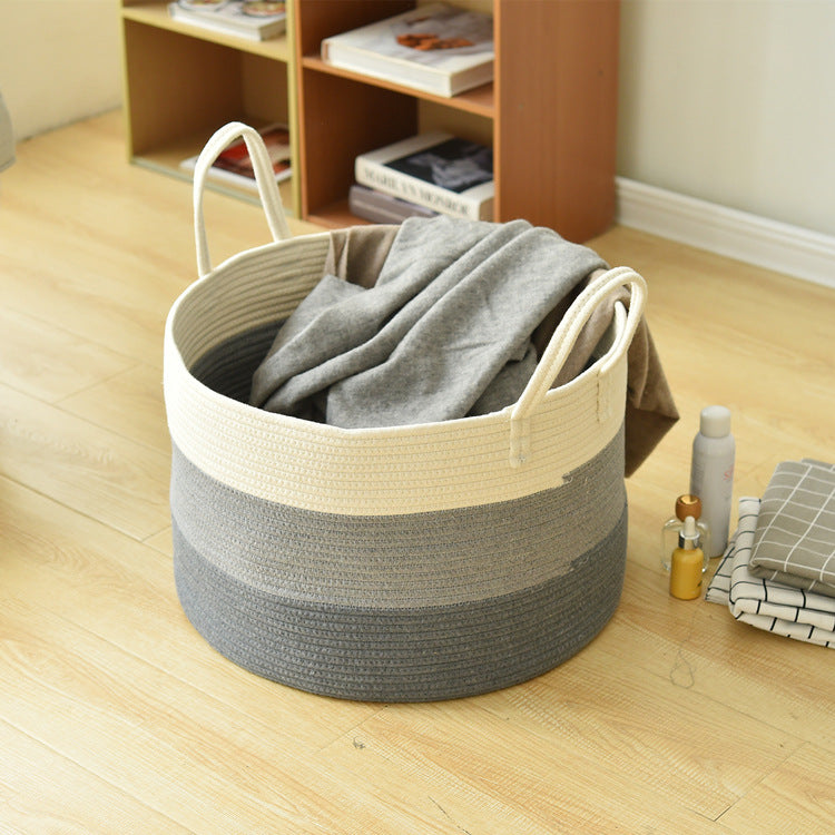 Cotton Rope Storage Basket Cotton Rope Basket, Toys, Sundries, Laundry Storage Basket Image