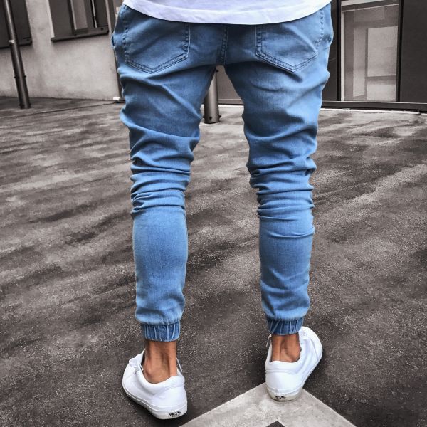 Jeans Men's Explosive Fashion Light Blue Skinny Image