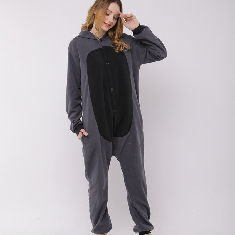 Raccoon cartoon animal one-piece pajamas polar fleece material Image