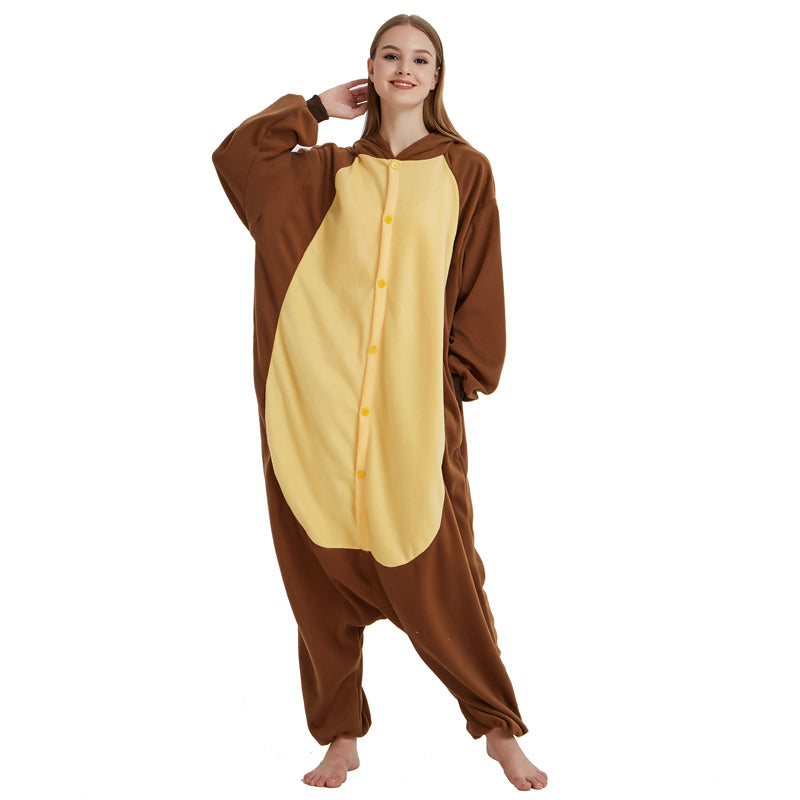 Brown Bear Polar Fleece Cartoon One-piece Animal Pajamas Image