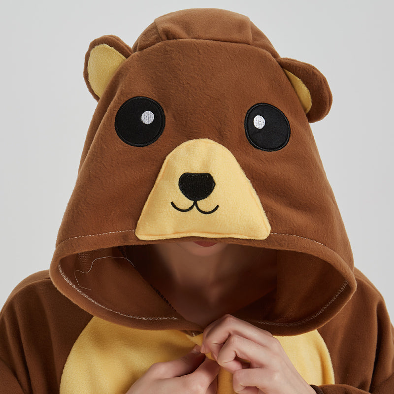 Brown Bear Polar Fleece Cartoon One-piece Animal Pajamas Image