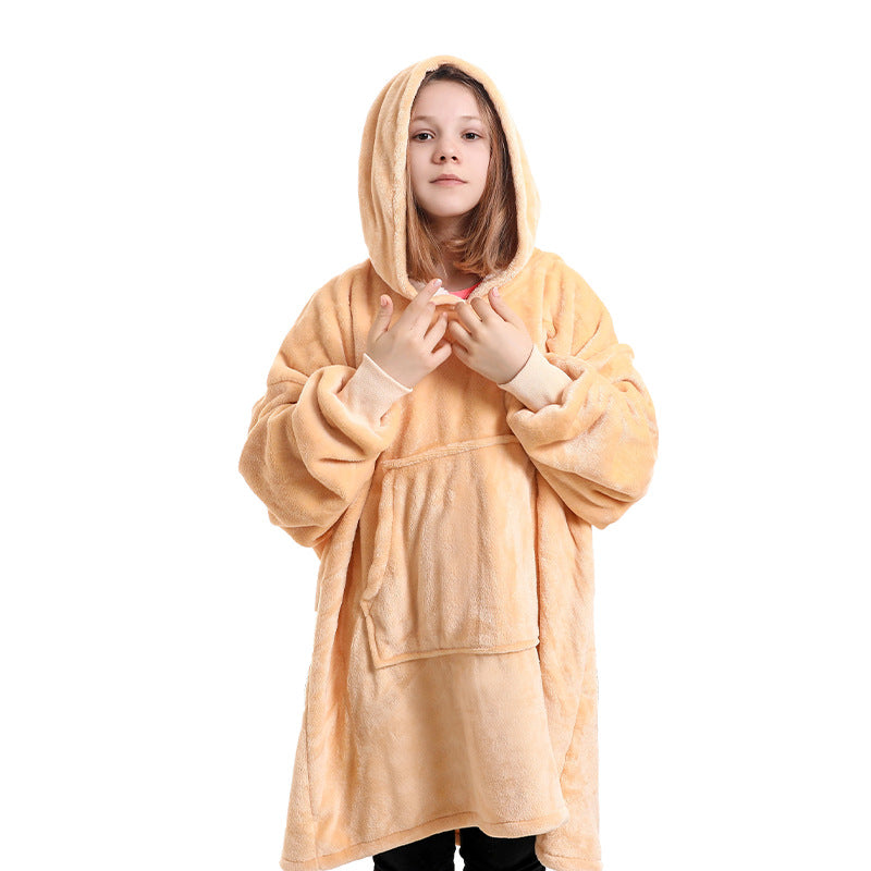 Hooded Pullover Sweater Women's Fall Winter Cold Protection And Warm Pajamas TV Blanket Image