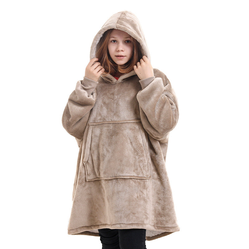 Hooded Pullover Sweater Women's Fall Winter Cold Protection And Warm Pajamas TV Blanket Image