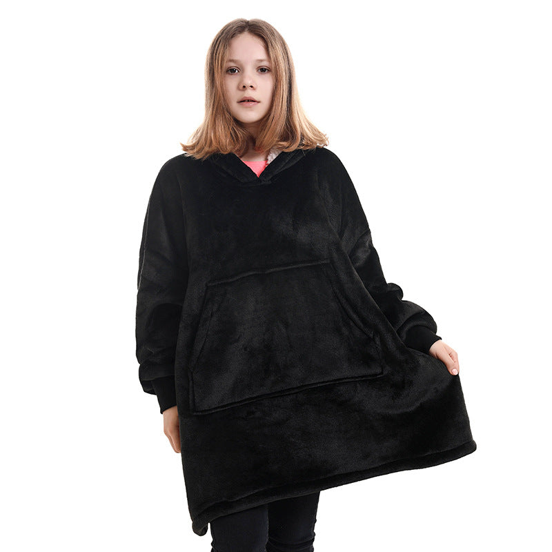 Hooded Pullover Sweater Women's Fall Winter Cold Protection And Warm Pajamas TV Blanket Image