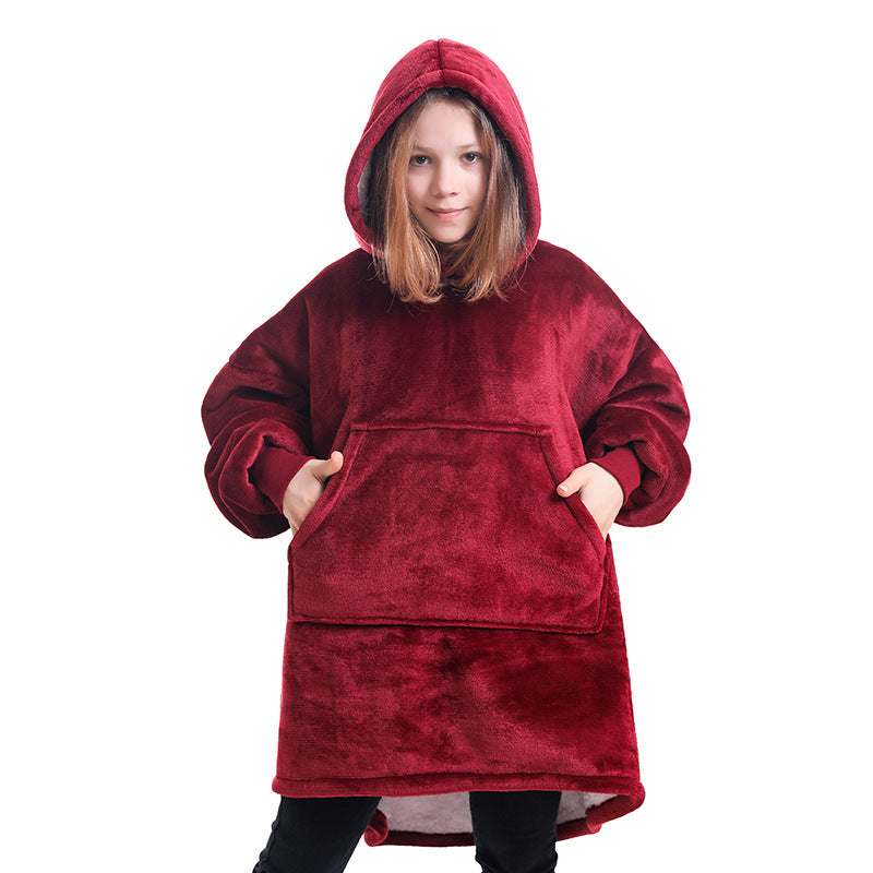 Hooded Pullover Sweater Women's Fall Winter Cold Protection And Warm Pajamas TV Blanket Image