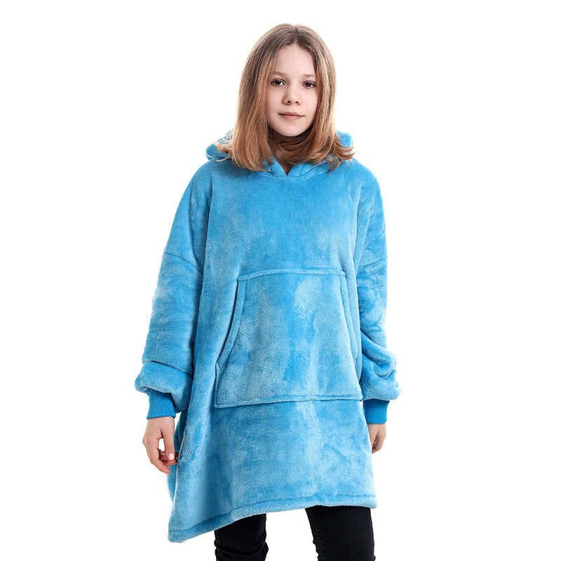 Hooded Pullover Sweater Women's Fall Winter Cold Protection And Warm Pajamas TV Blanket Image