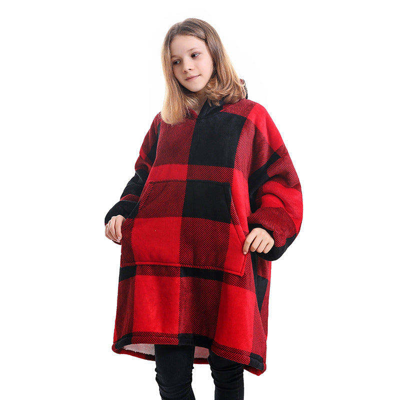 Hooded Pullover Sweater Women's Fall Winter Cold Protection And Warm Pajamas TV Blanket Image