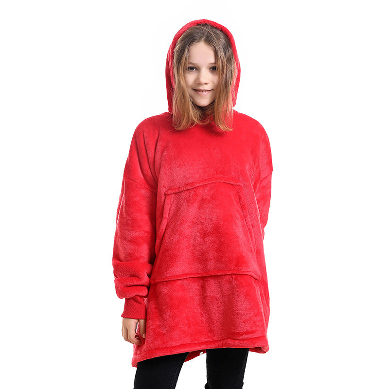 Hooded Pullover Sweater Women's Fall Winter Cold Protection And Warm Pajamas TV Blanket Image