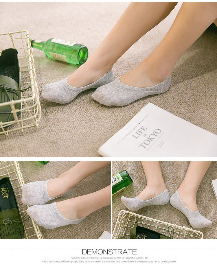 Women's Solid Color Socks Low Cut Shallow Mouth Leisure Boat Socks Image