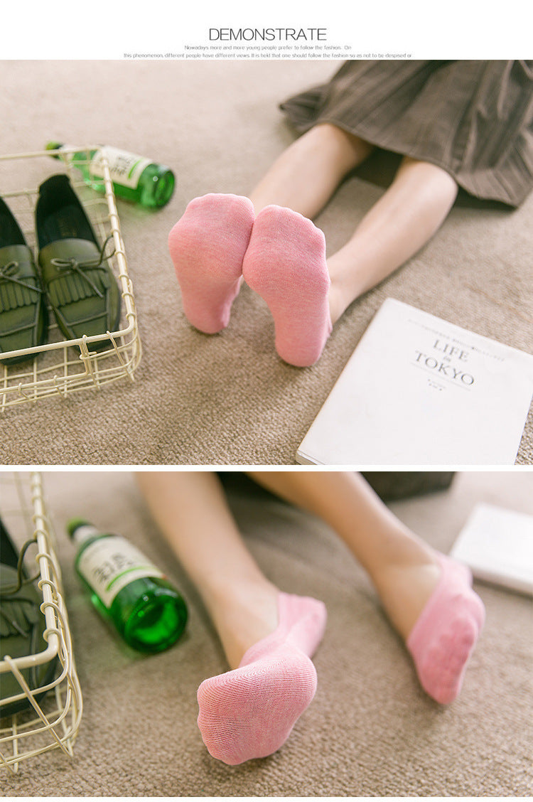 Women's Solid Color Socks Low Cut Shallow Mouth Leisure Boat Socks Image