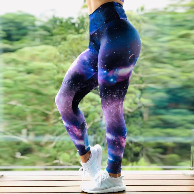 Fitness High Elastic Sports Leggings Training Abstract Ink Pattern High Waist Yoga Leggings Image