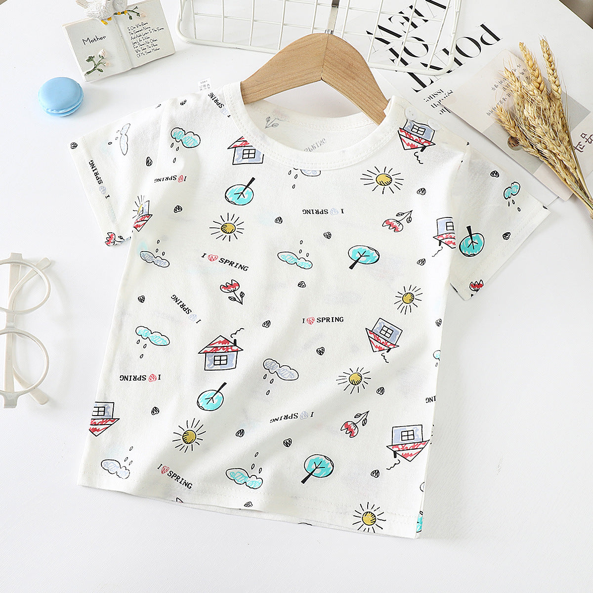 Children's Short-sleeved T-shirt cotton Baby Half-sleeved Bottoming Shirt Image