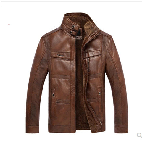 Men's Leather Jackets For Winter Jacket Men And Coats Leather Male Coat For Brand Men's Oblique Zipper Winter Down Biker Jacket Image