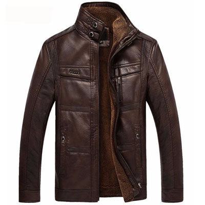 Men's Leather Jackets For Winter Jacket Men And Coats Leather Male Coat For Brand Men's Oblique Zipper Winter Down Biker Jacket Image