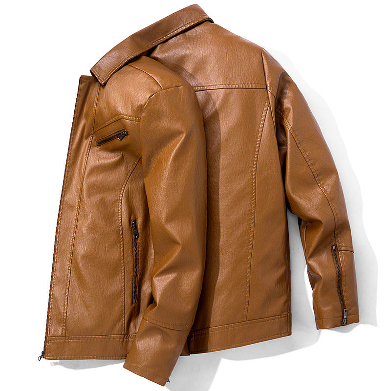 Men's Leather Jackets Leather Suits Thin Washable Leather Jackets Image